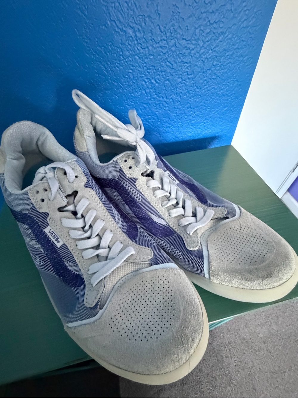 Vans Gray and Purple Mesh Suede Sneakers